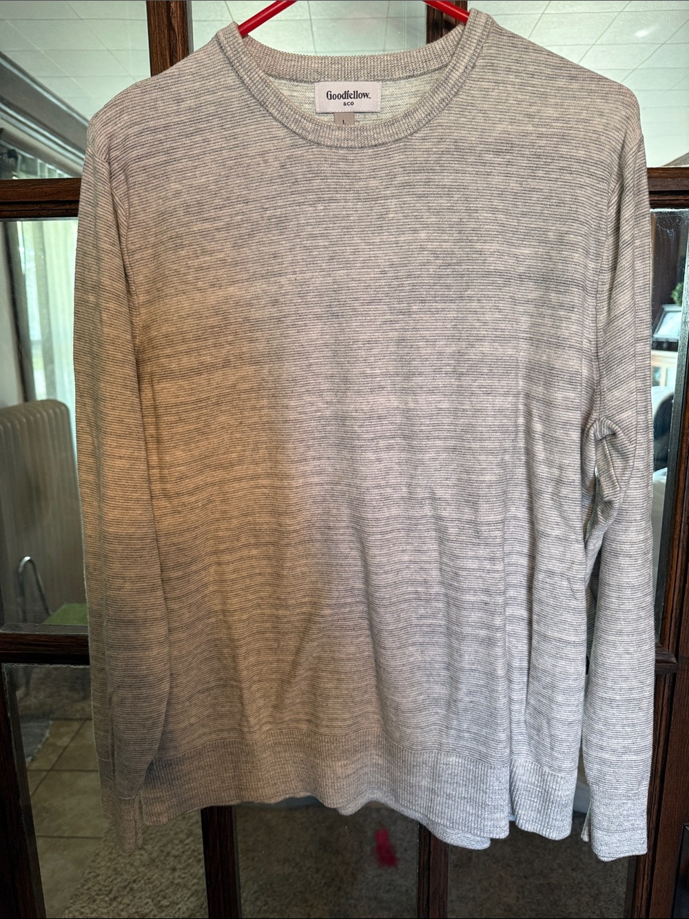 Goodfellow & Co Mens Light Gray 100% Cotton‎ Crewneck Sweater Large Breathable